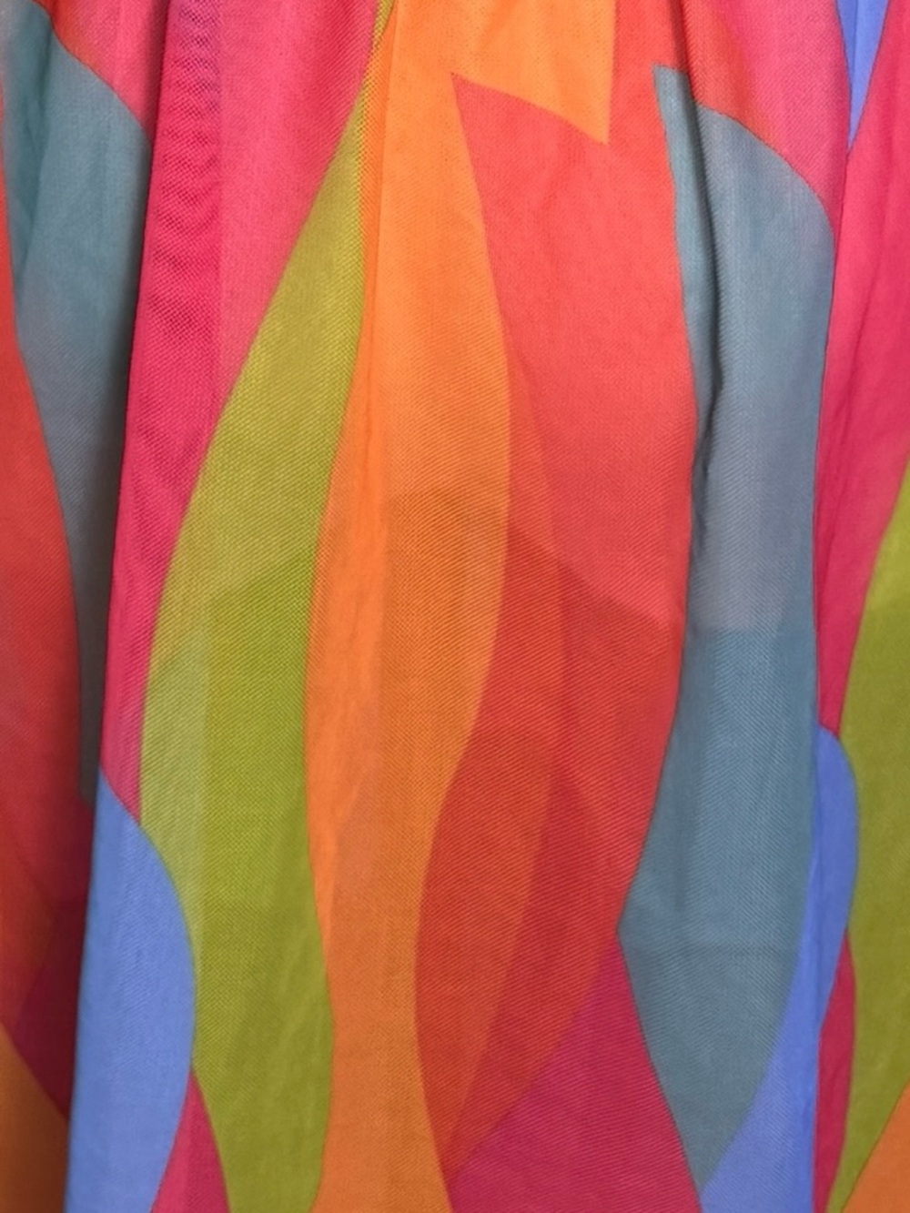 Bright Colorful Sheer Swim Cover Up Mini Dress V-Neck Elastic Waist - Picture 2 of 6